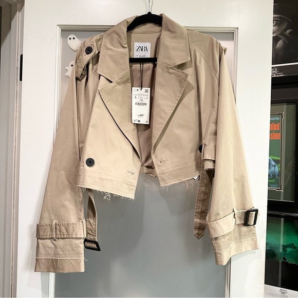 Zara Oversized Cropped Trench Coat - Picture 2 of 6